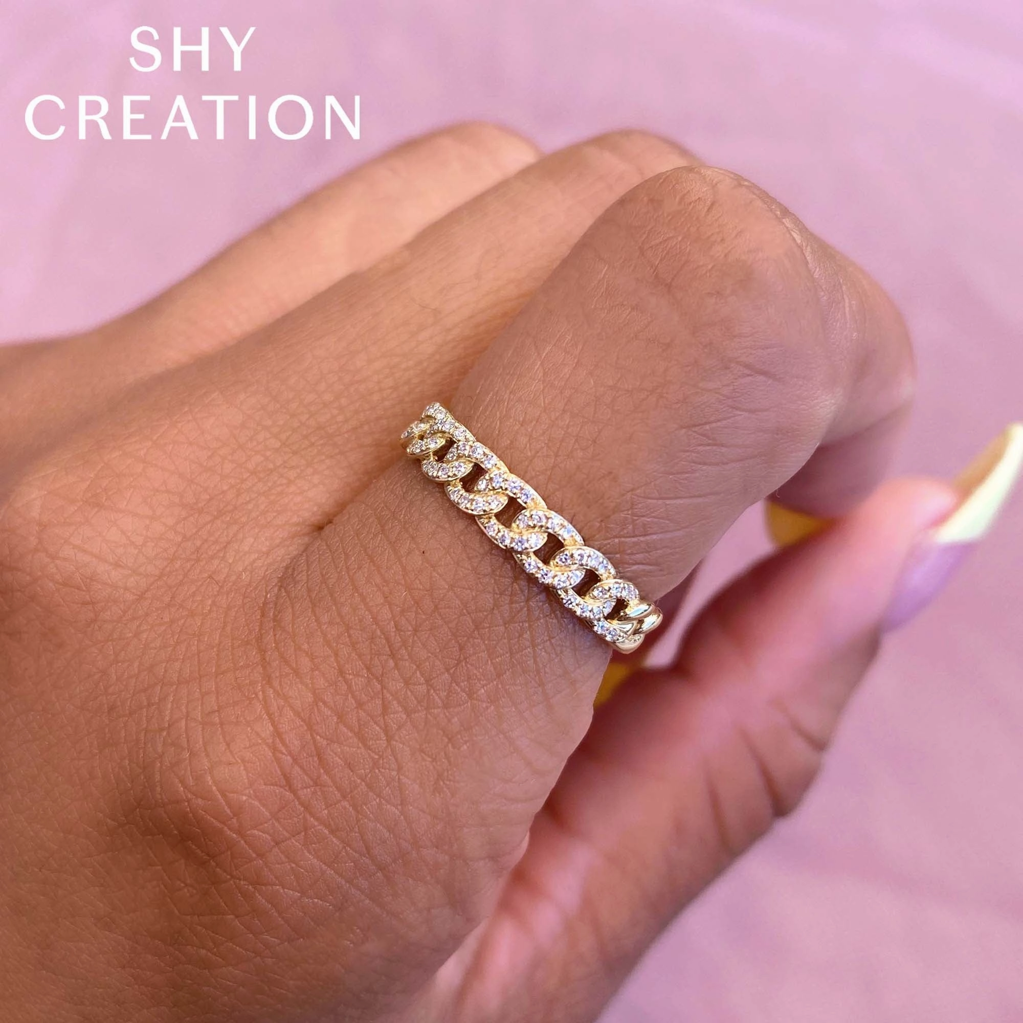 Shy Creation 0.16Ct Diamond Link Ring SC55022524