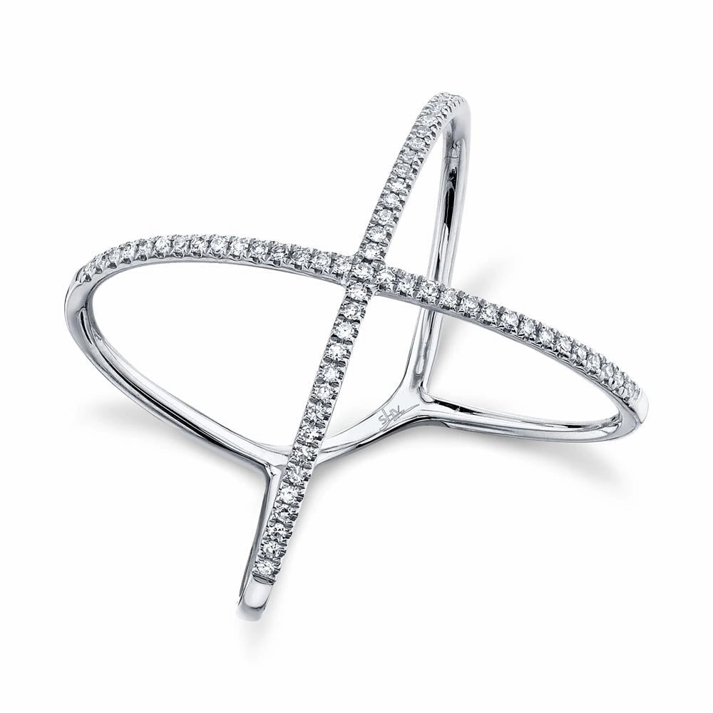 Shy Creation 0.18Ct Diamond "X" Ring SC22003512