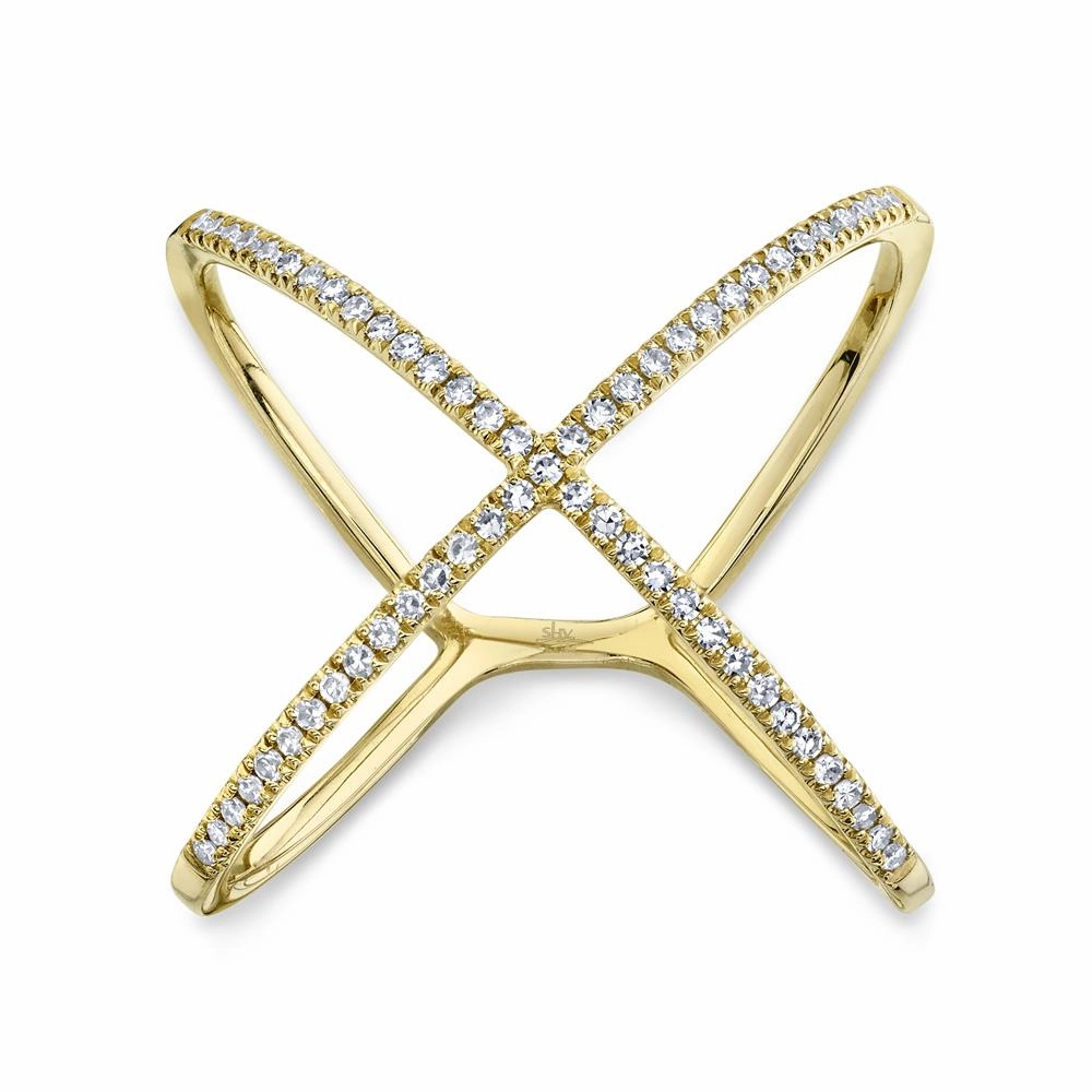Shy Creation 0.18Ct Diamond "X" Ring SC22003513