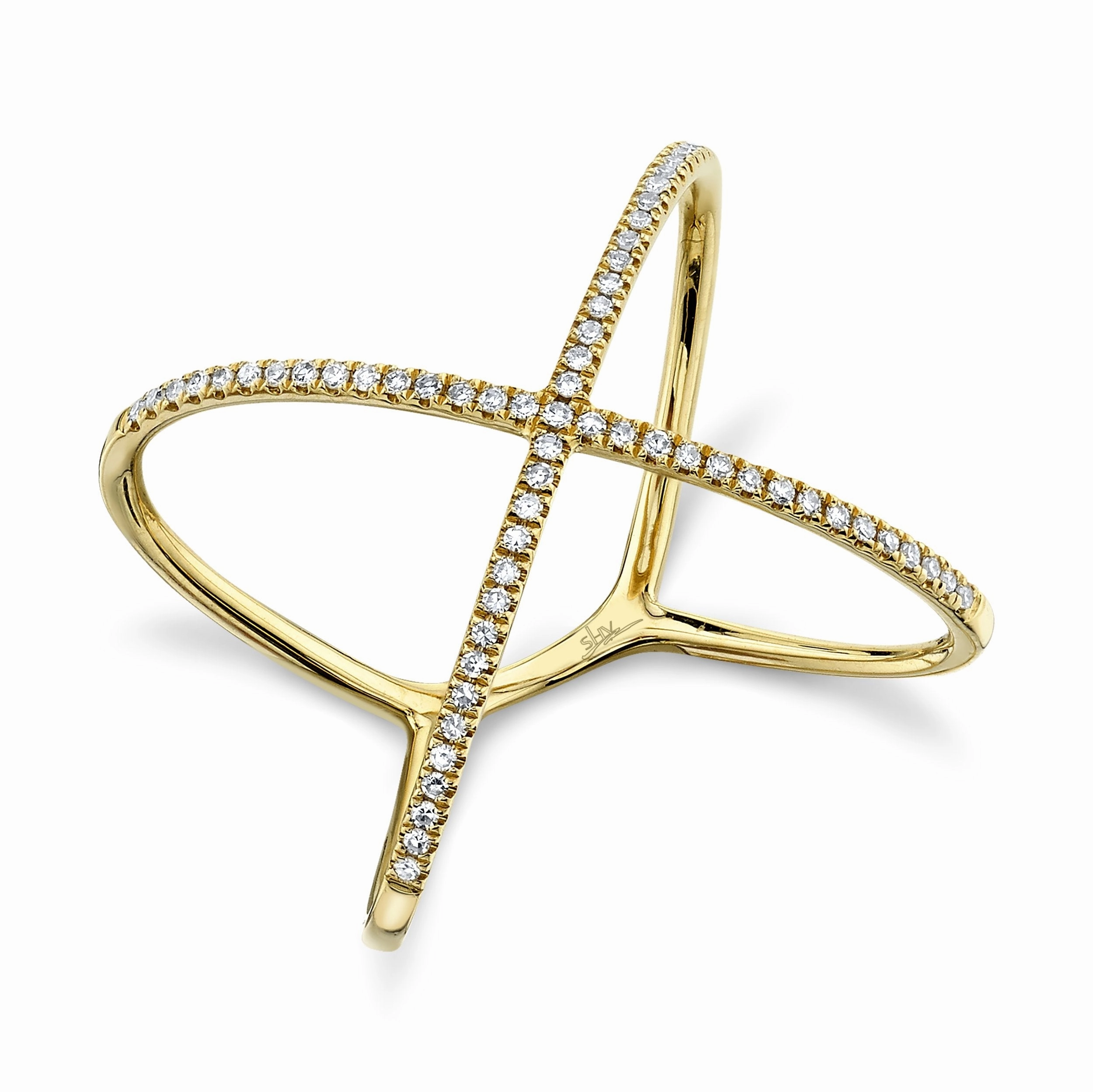 Shy Creation 0.18Ct Diamond "X" Ring SC22003513