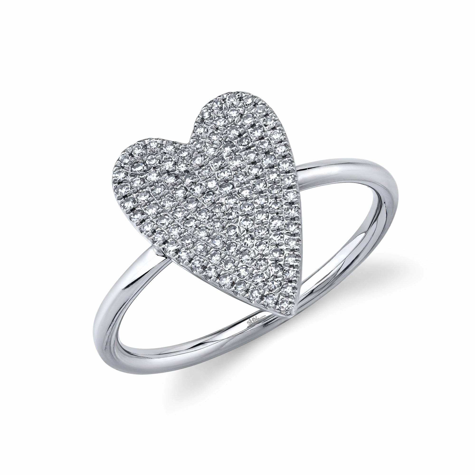 Shy Creation 0.26Ct Diamond Pave Heart Ring SC55009104V2