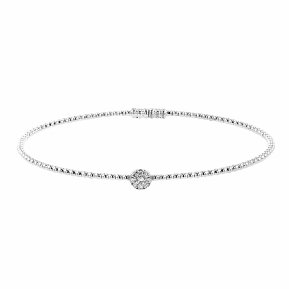 Simon G. 18k Beaded Bangle Bracelet with Diamonds