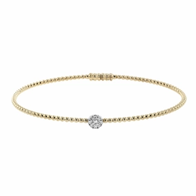 Simon G. 18k Beaded Bangle Bracelet with Diamonds