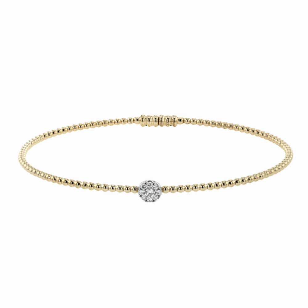 Simon G. 18k Beaded Bangle Bracelet with Diamonds