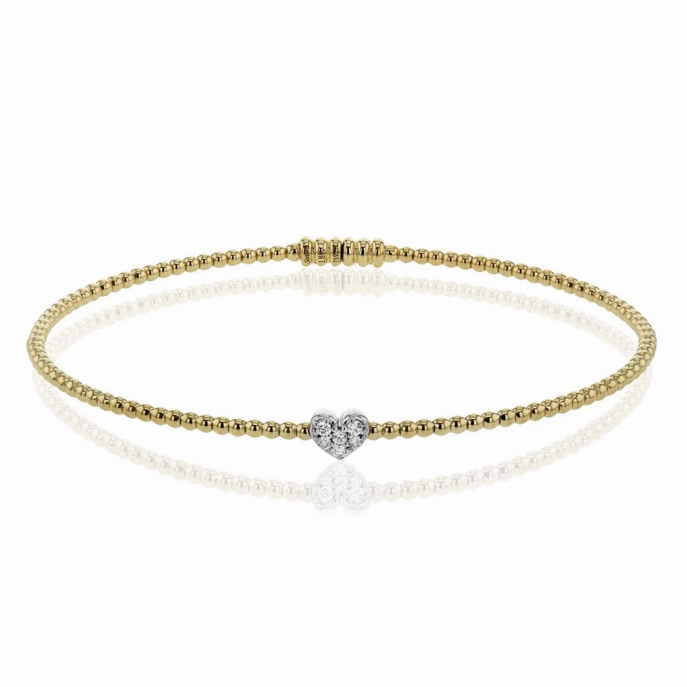 Simon G. 18k Gold Heart Bangle with Diamonds