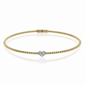 Simon G. 18k Gold Heart Bangle with Diamonds