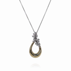 Simon G. 18k Two-Tone Tapered Oval Loop Diamond Pendant Necklace