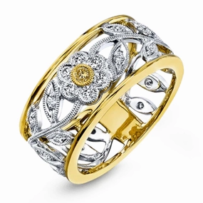 Simon G. 18k Two-Tone Trellis Ring with Diamonds