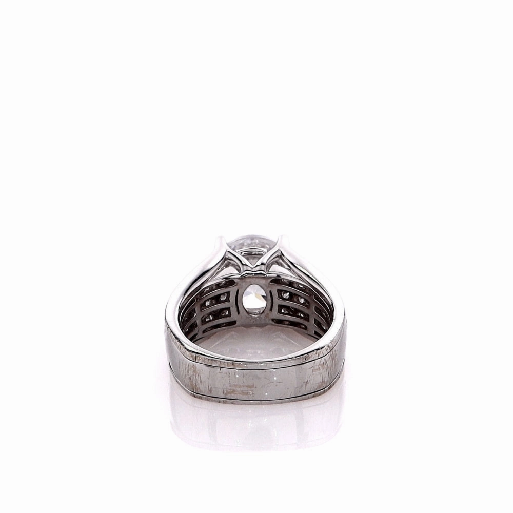 Simon G. 18k White Gold Graduated Shank Cubic Zirconia And Diamond Ring