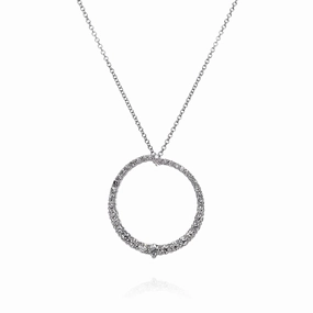 Simon G. 18k White Gold Open Circle Diamond Pendant Necklace