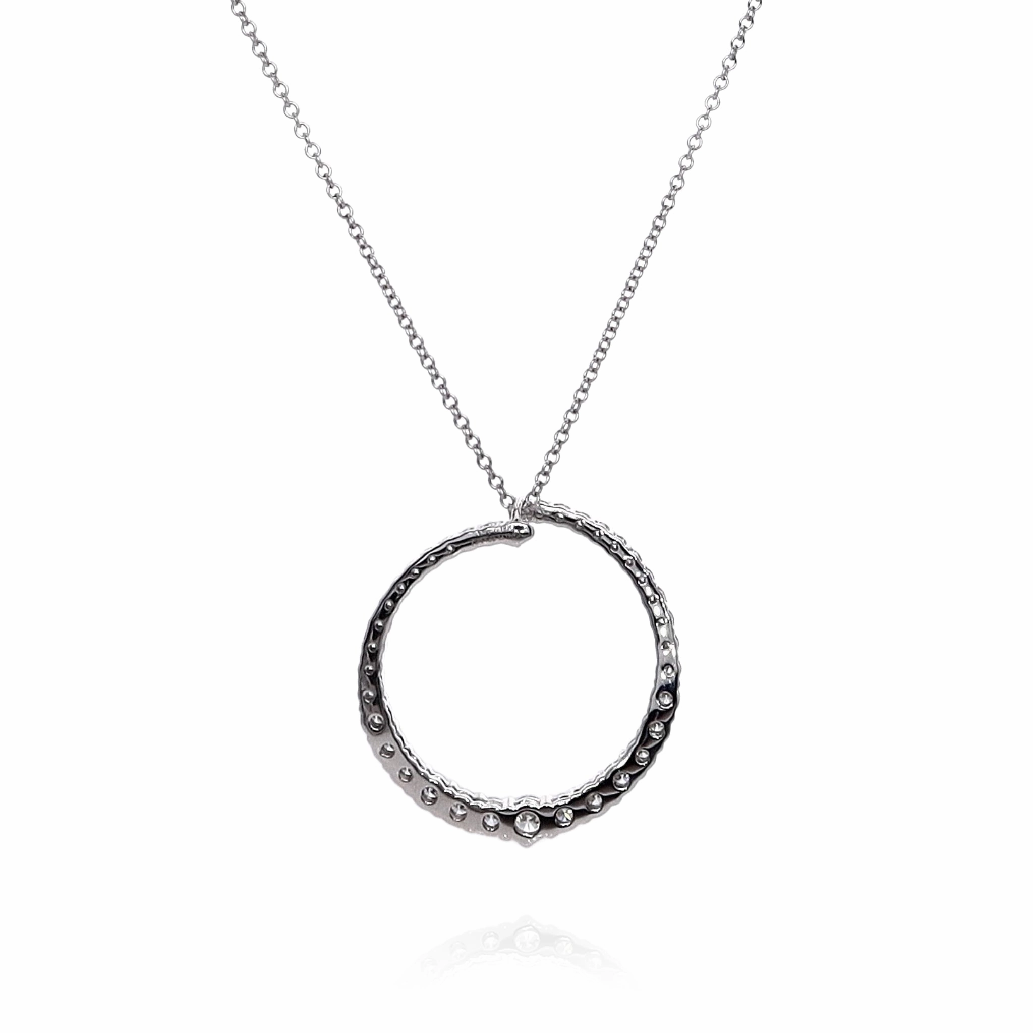 Simon G. 18k White Gold Open Circle Diamond Pendant Necklace