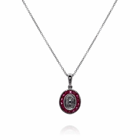 Simon G. 18k White Gold Ruby and Diamond Pendant Necklace