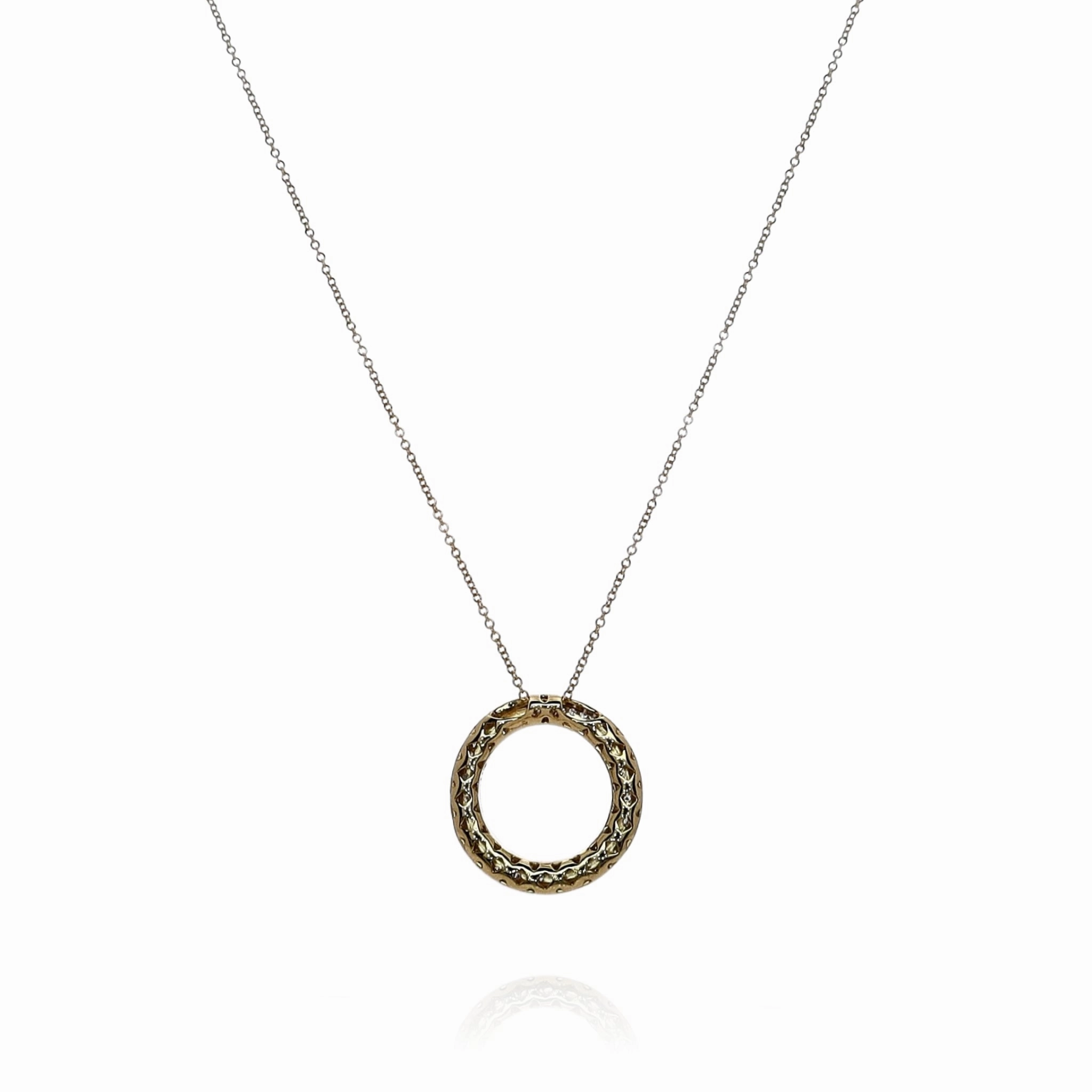 Simon G. 18k Yellow Gold Open Circle Twist Diamond Pendant Necklace