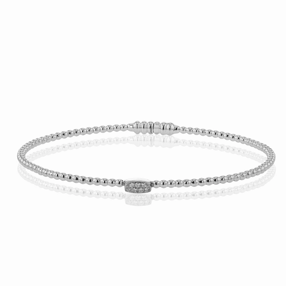 Simon G. Beaded Bangle in 18k Gold with Diamonds