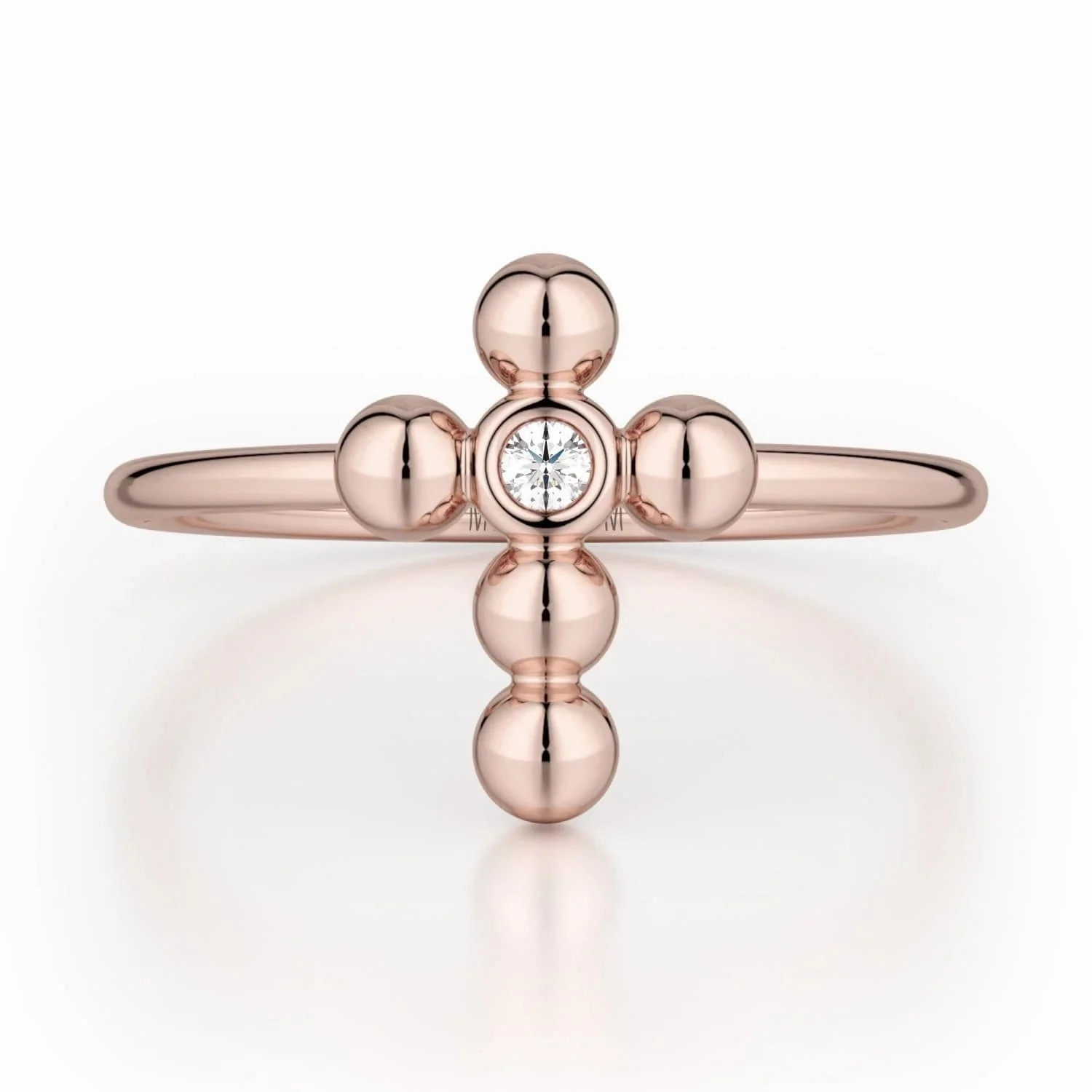Single Diamond Cross Ring F329-YG4