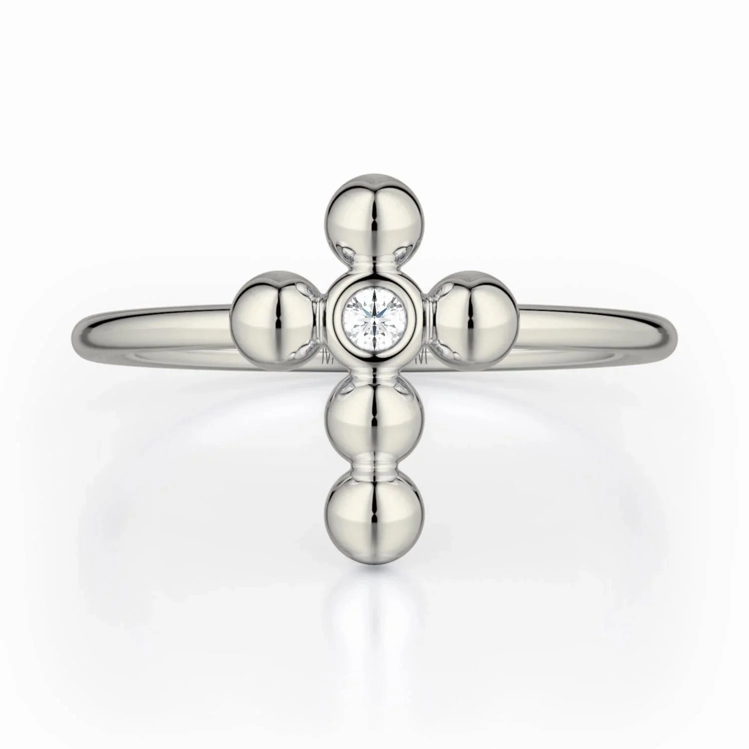 Single Diamond Cross Ring F329-YG4