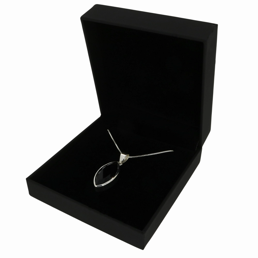 Smokey Quartz Sterling Silver Marquise Pendant & Chain