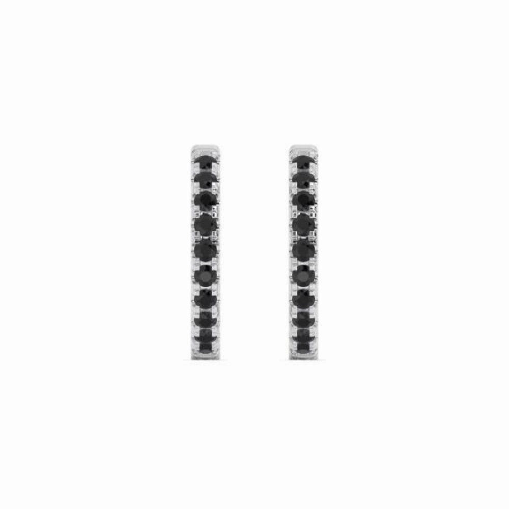 Smyth Jewelers 14k Gold Black Diamond Hoop Earrings