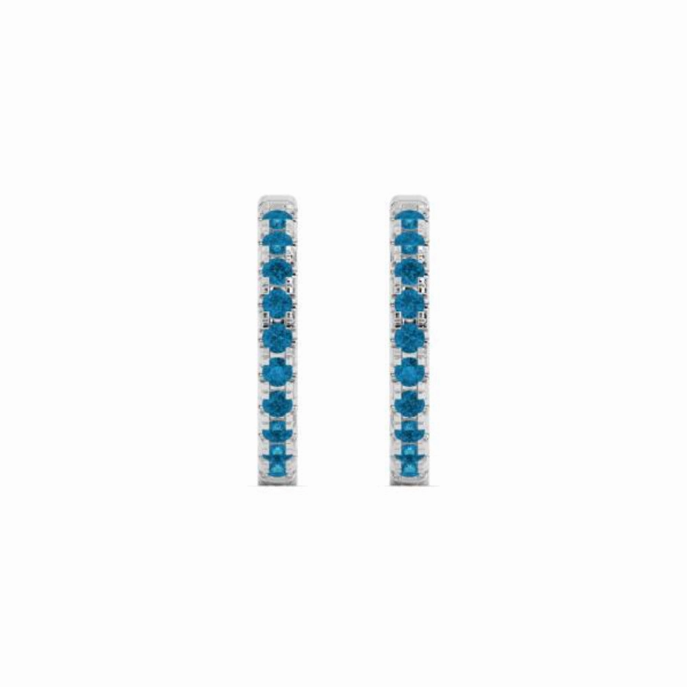 Smyth Jewelers 14k Gold Blue Topaz Hoop Earrings