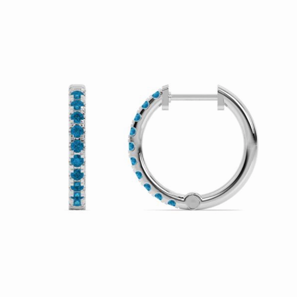 Smyth Jewelers 14k Gold Blue Topaz Hoop Earrings