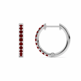 Smyth Jewelers 14k Gold Garnet Hoop Earrings