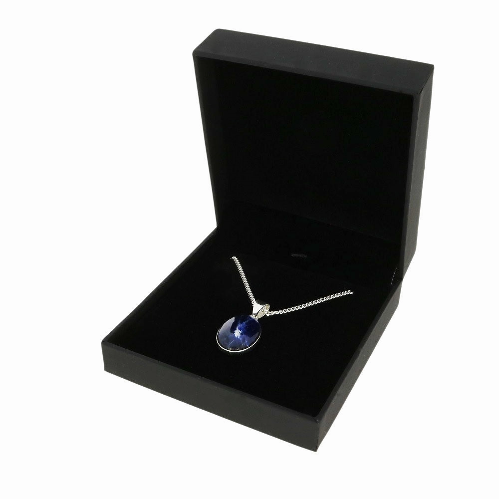 Sodalite Sterling Silver Oval Shape Pendant & Chain