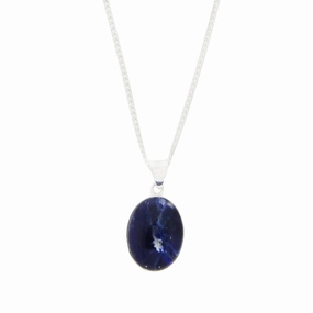 Sodalite Sterling Silver Oval Shape Pendant & Chain