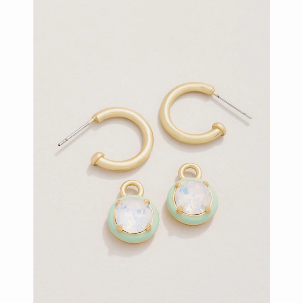 Spartina Clara Drop Hoop Earrings - White Opal