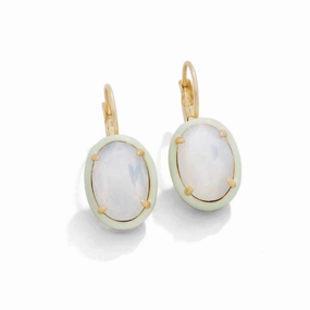 Spartina Clara Oval Earrings - White Opal