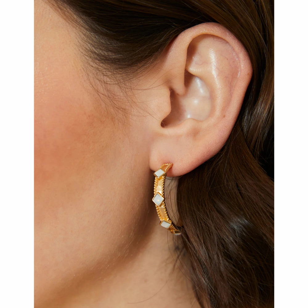 Spartina Harris Hoop Earrings - White Opal