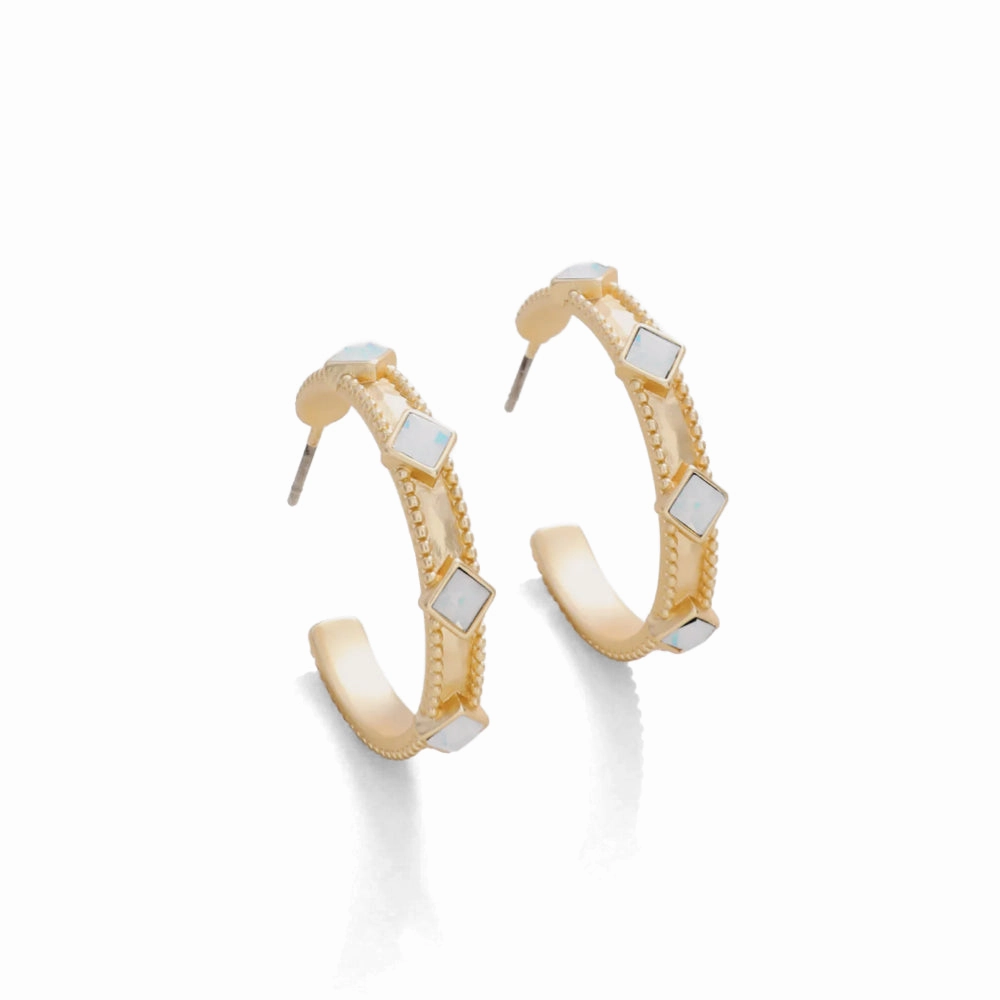 Spartina Harris Hoop Earrings - White Opal