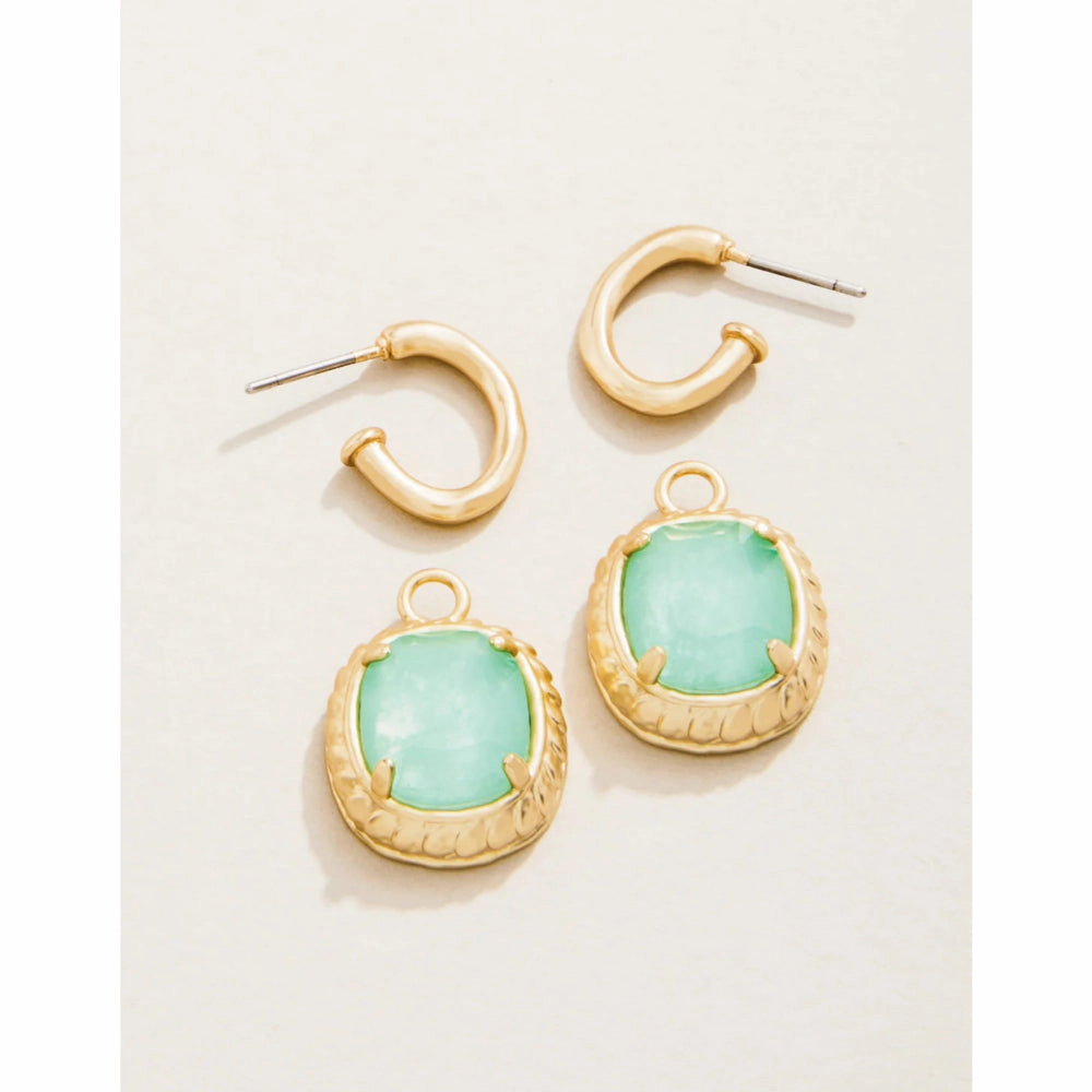 Spartina Karina Oval Drop Hoop Earrings - Sea Foam