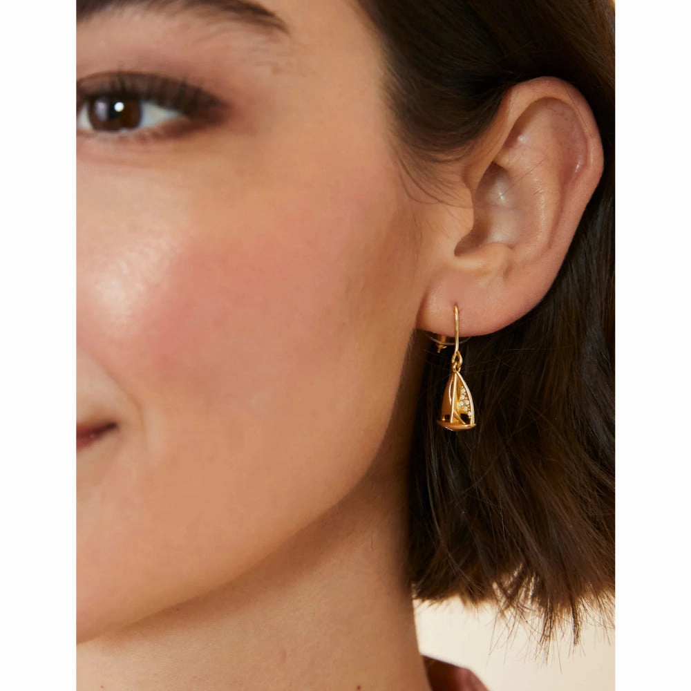 Spartina Little Sailboat Earrings - White Opal