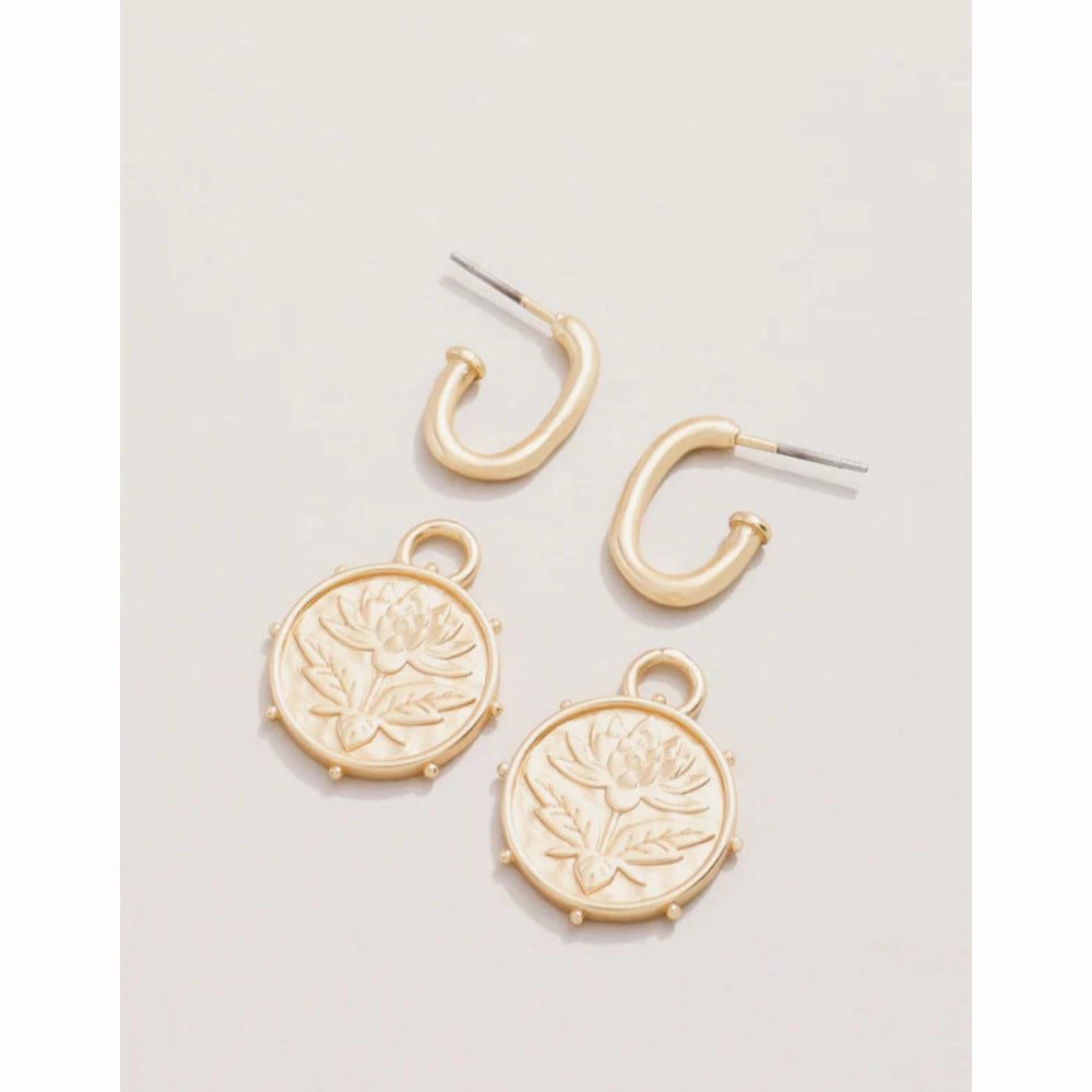 Spartina Lotus Drop Hoop Earrings