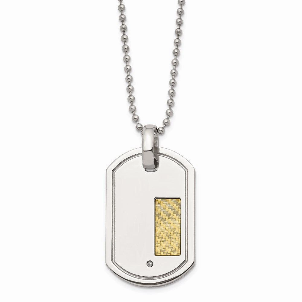 Stainless Steel 18k Gold Plating with .01ct. Diamond 24in Necklace
