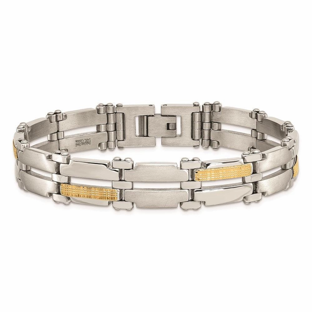 Stainless Steel & 14K Brushed & Polished 8.5in Bracelet