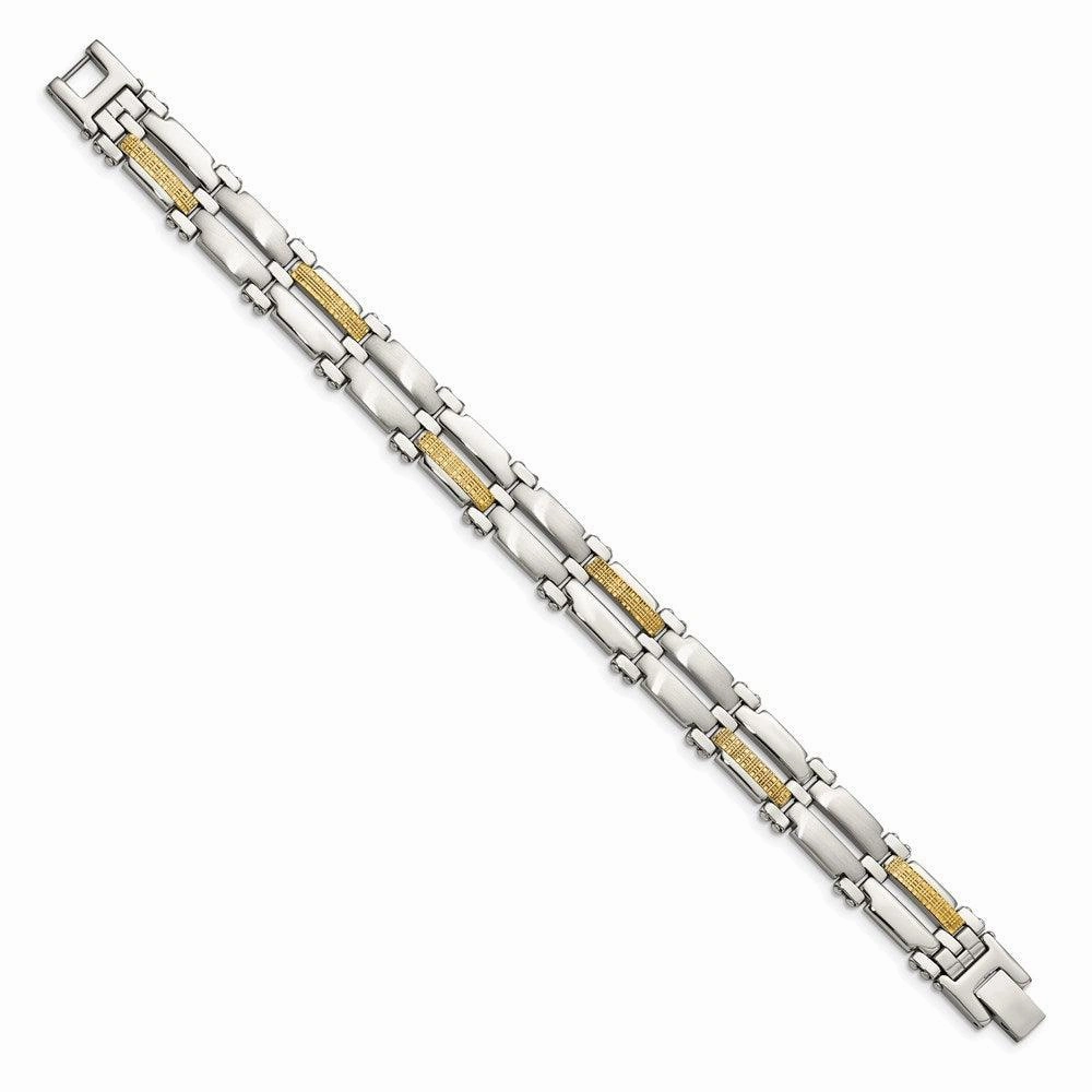 Stainless Steel & 14K Brushed & Polished 8.5in Bracelet
