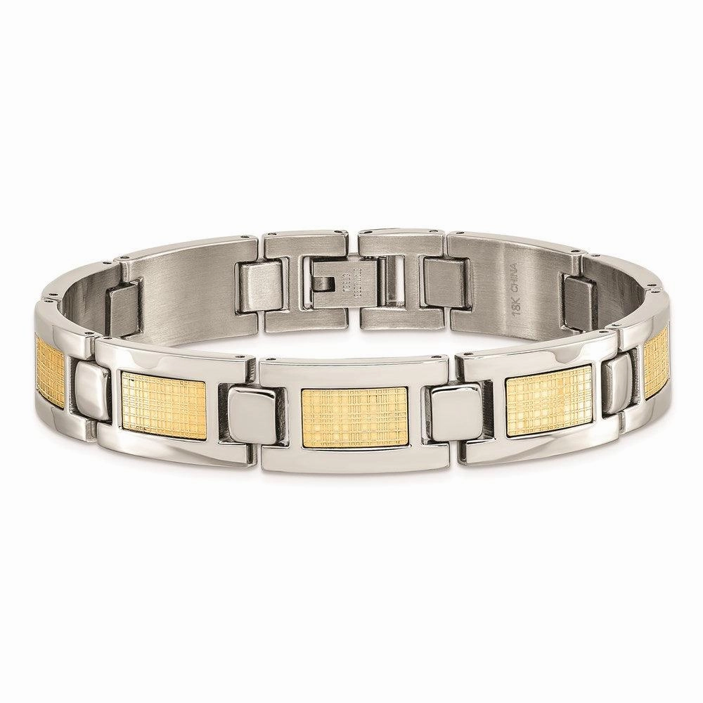 Stainless Steel & 18k Gold Foil 8.25in Bracelet