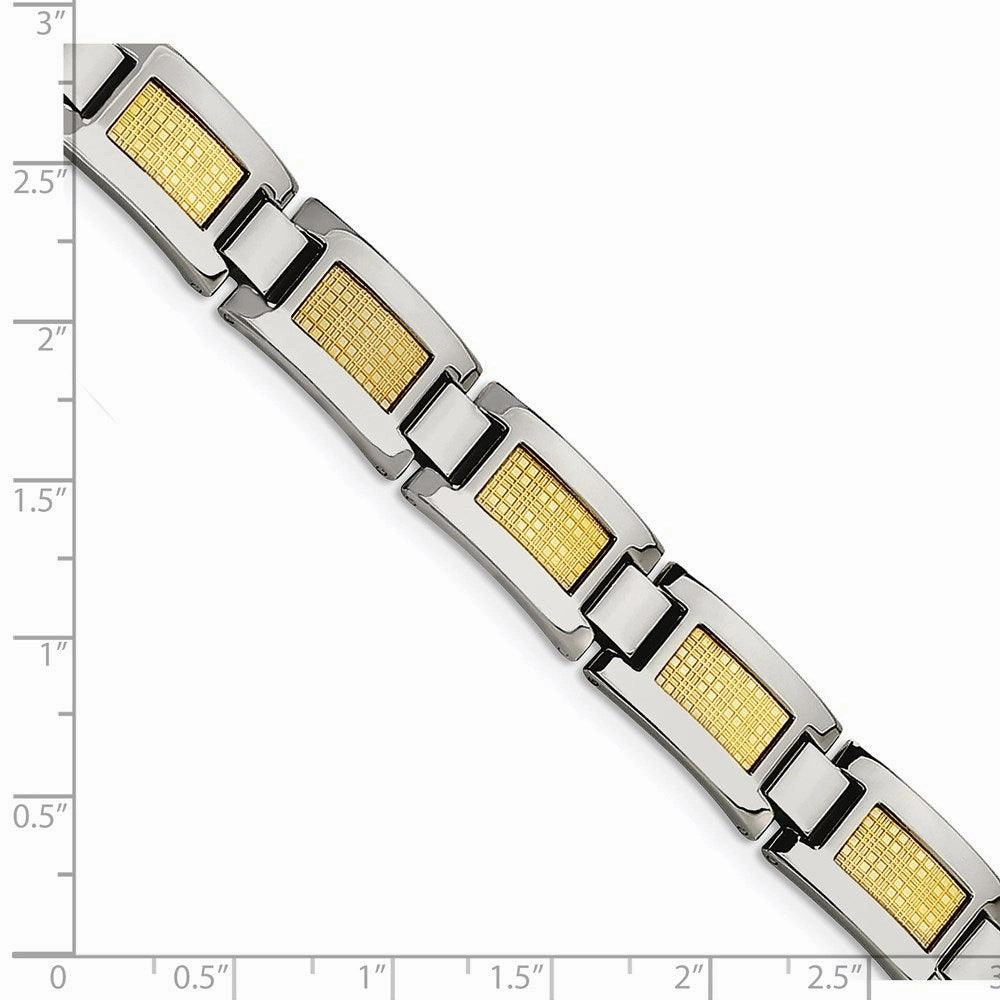 Stainless Steel & 18k Gold Foil 8.25in Bracelet
