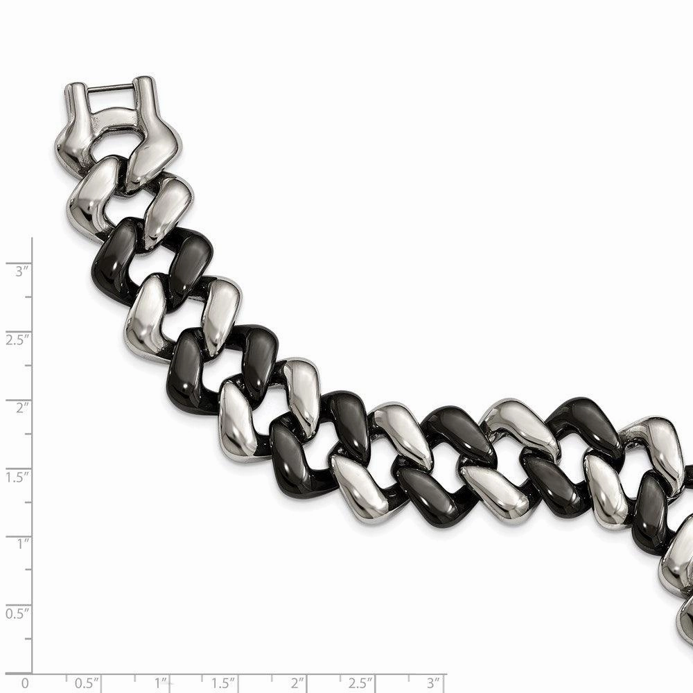 Stainless Steel And Black Ceramic Polished Bracelet