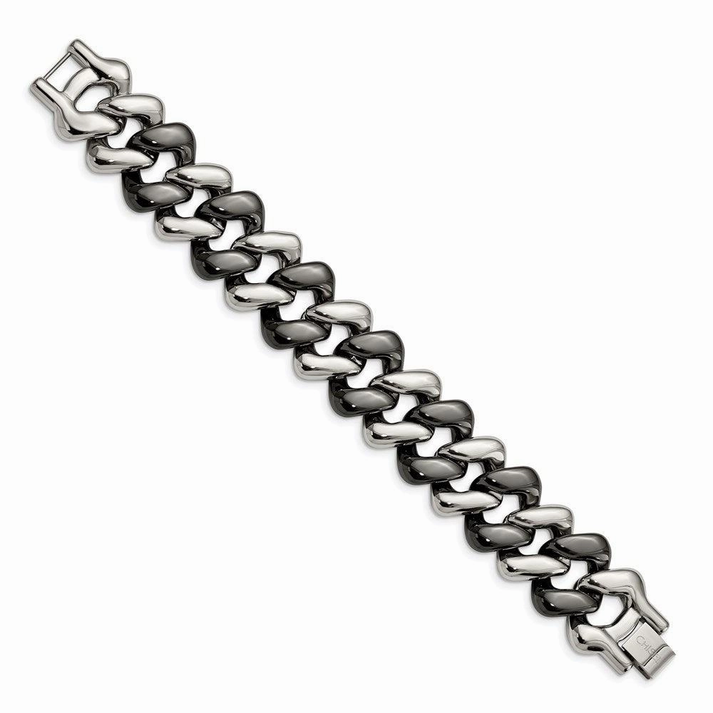 Stainless Steel And Black Ceramic Polished Bracelet