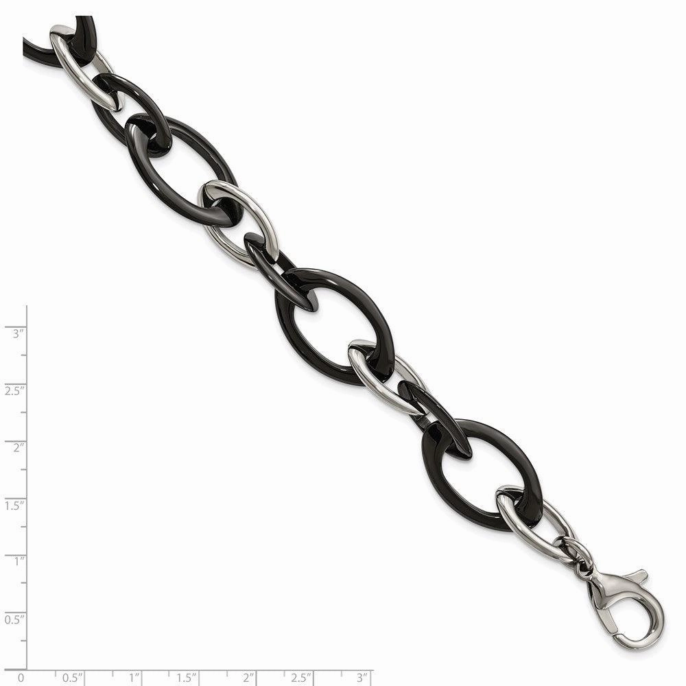Stainless Steel And Black Ceramic Polished Bracelet