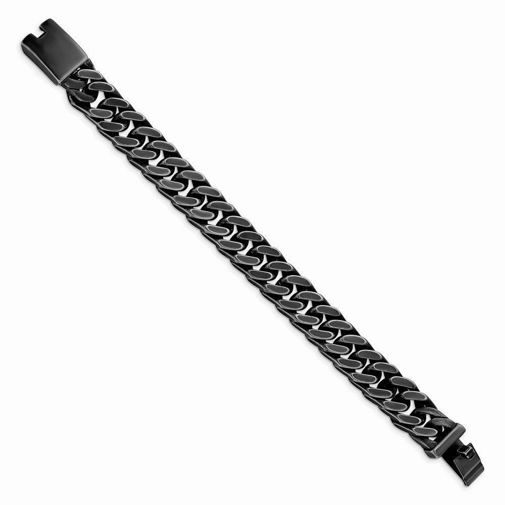Stainless Steel Antiqued and Brushed 15mm Curb 8.5in Link Bracelet