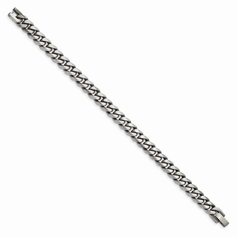 Stainless Steel Antiqued and Brushed 9mm Curb 8.25in Bracelet