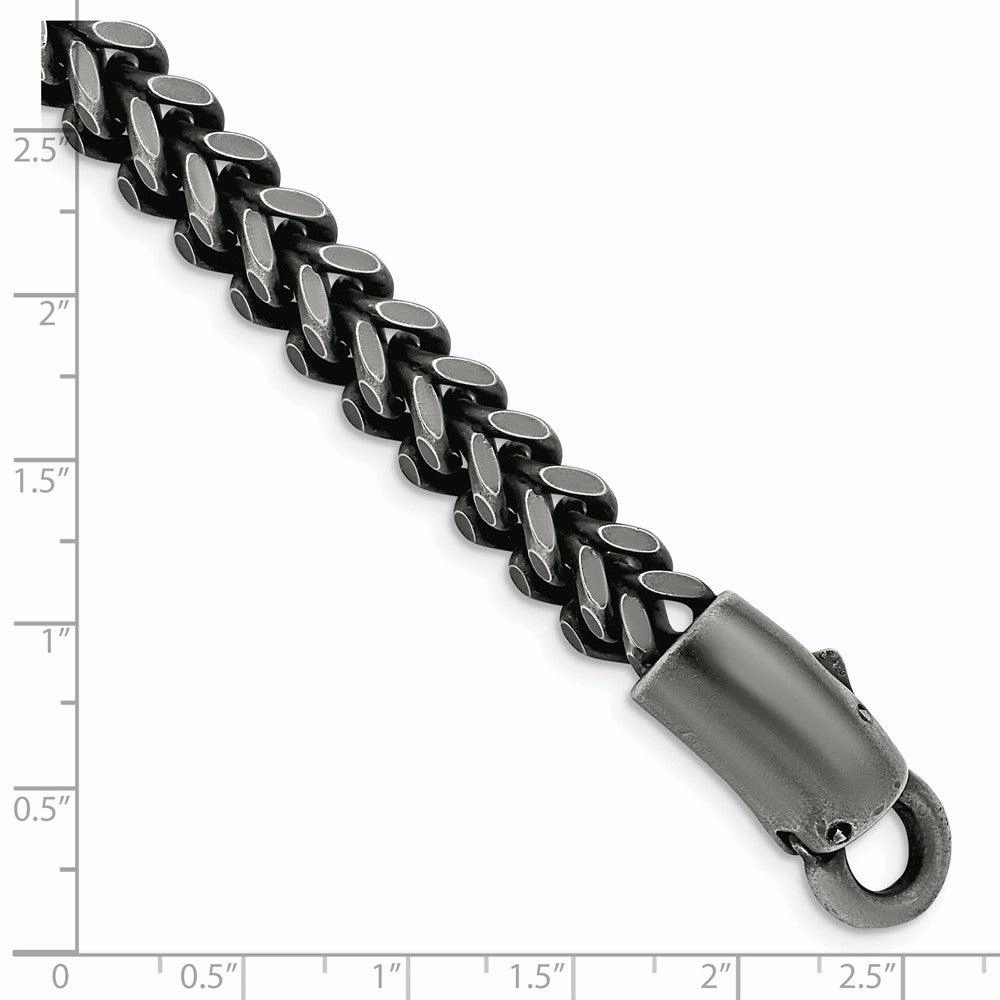 Stainless Steel Antiqued and Brushed Heavy Wheat 9in Bracelet