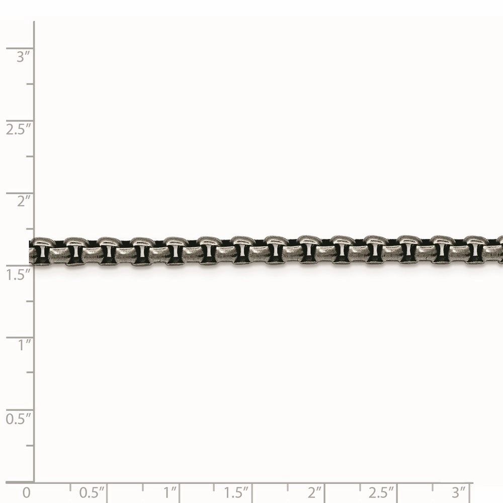 Stainless Steel Antiqued and Polished 3.9mm Rounded Box Chain | SRN1893