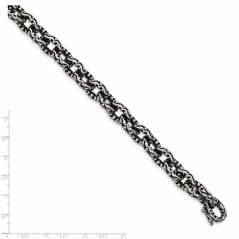 Stainless Steel Antiqued and Textured 8.25in Bracelet