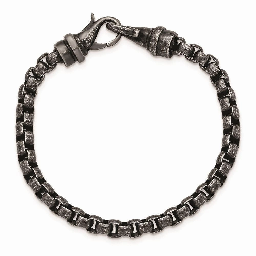 Stainless Steel Antiqued Box Chain 8.5 inch Bracelet