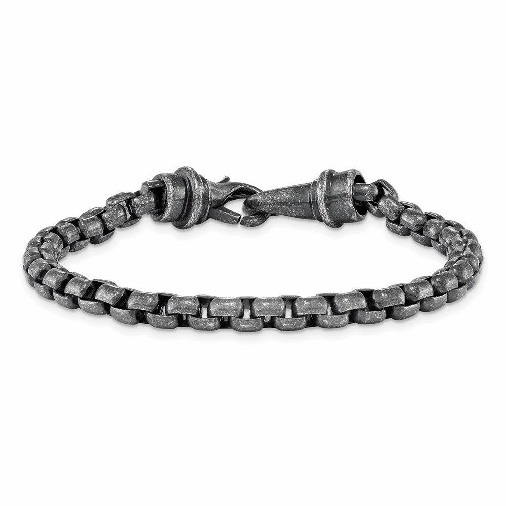 Stainless Steel Antiqued Box Chain 8.5 inch Bracelet