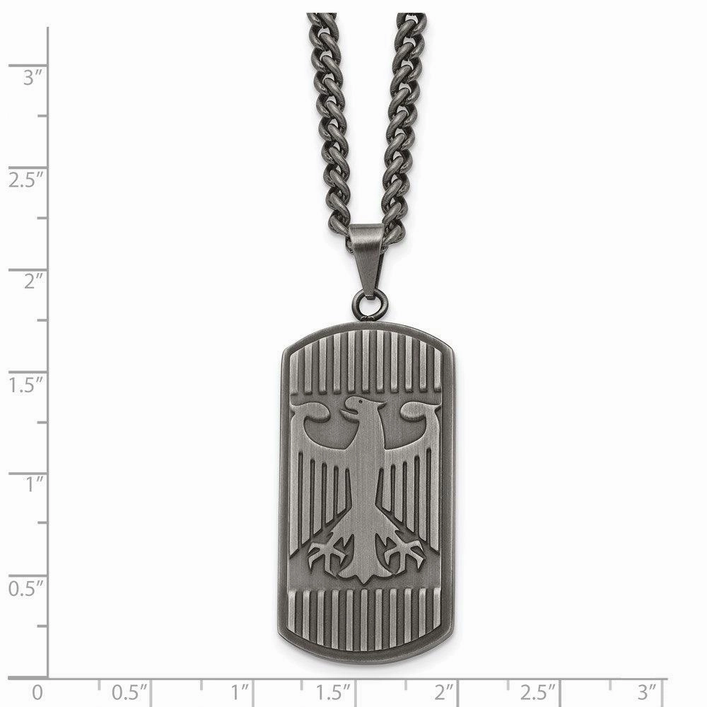Stainless Steel Antiqued Brushed Eagle Necklace